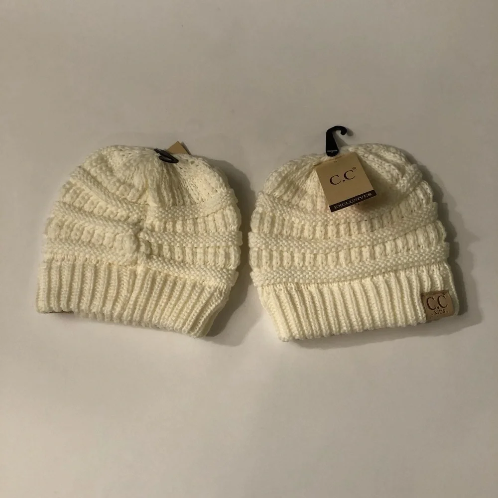 🆕 C.C Exclusives Ivory Kids Knit Beanie